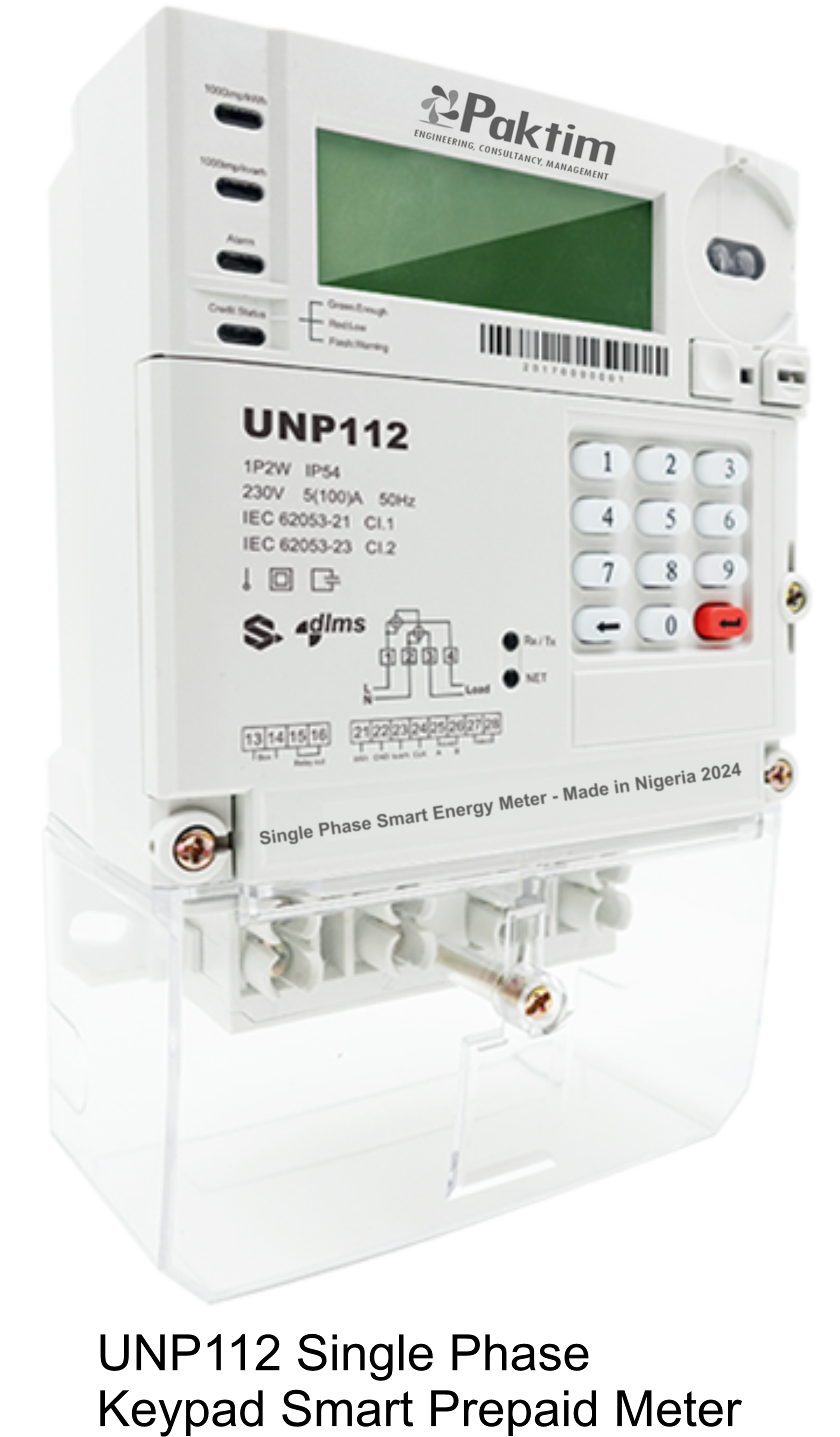 UNP112 Single Phase Keypad Smart Prepaid Meter